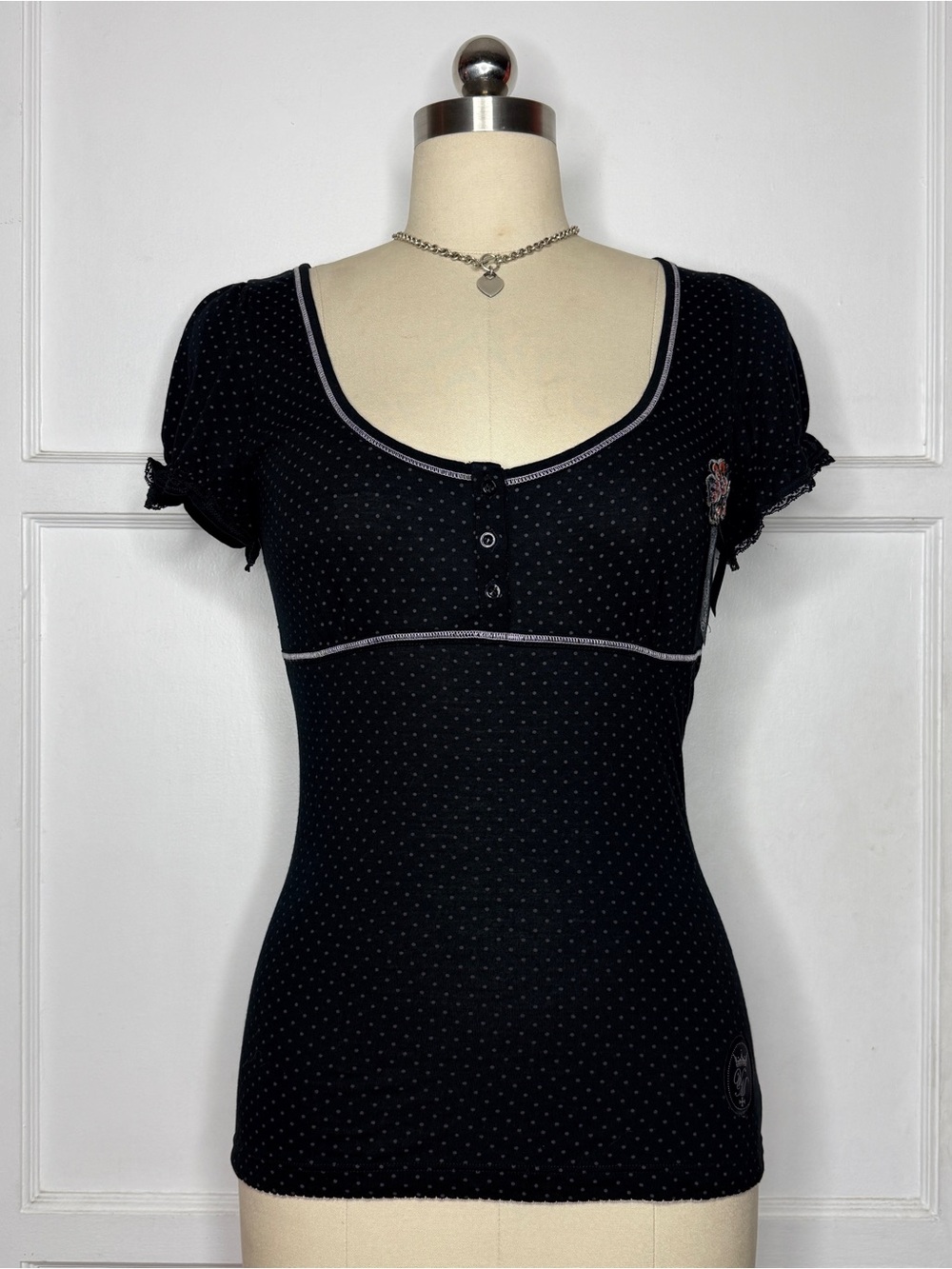 Vive Maria black polkadot babydoll top
